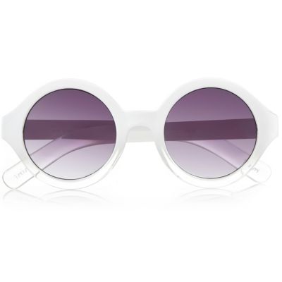 Mini girls white round sunglasses